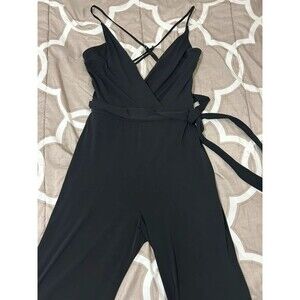 Express black long v neck jumpsuit pants with slit on side